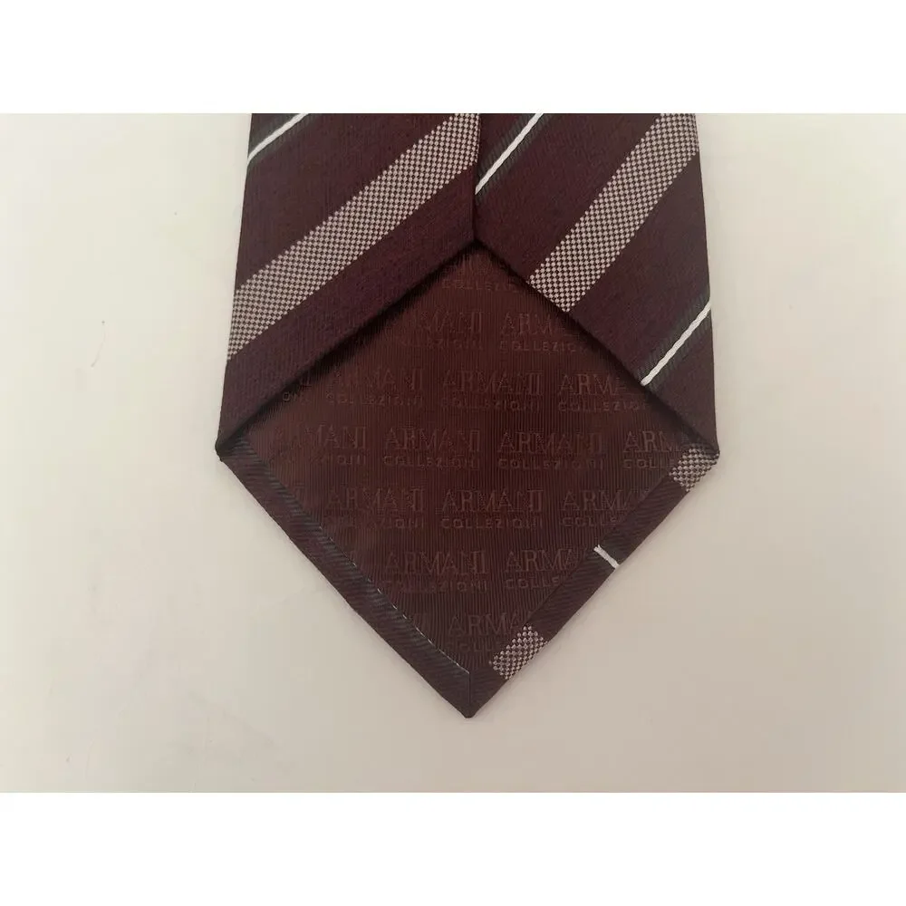 ARMANI COLLEZIONI MEN'S STRIPE TIE, MAROON, 3 1/4